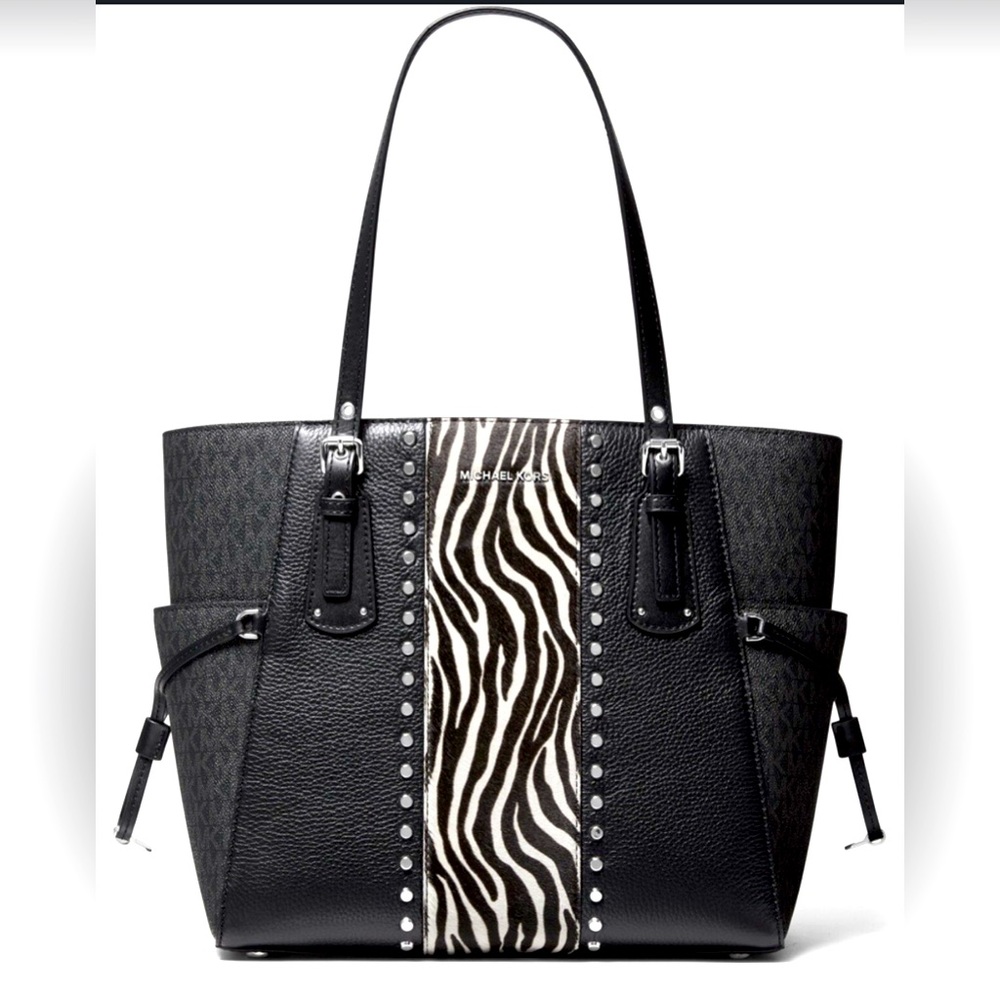 Michael Kors Voyager Tote Bag Zebra Stripe Calf Hair